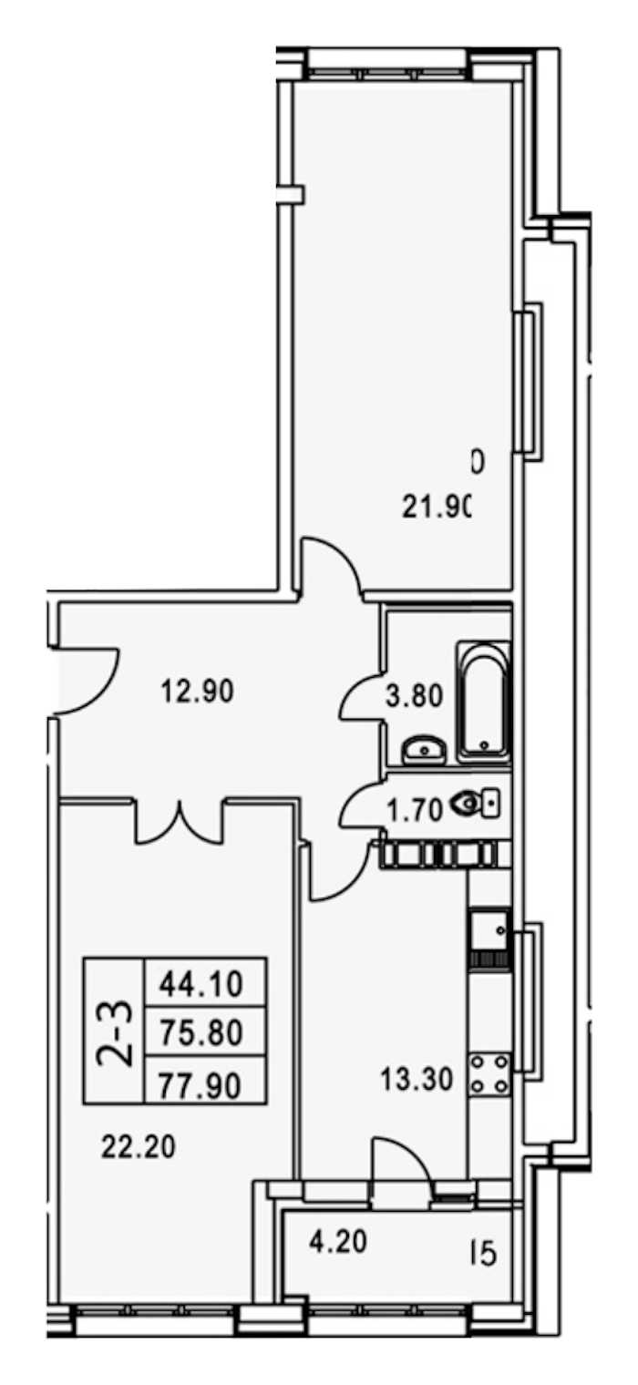 Двухкомнатная квартира в : площадь 80 м2 , этаж: 4 – купить в Санкт-Петербурге